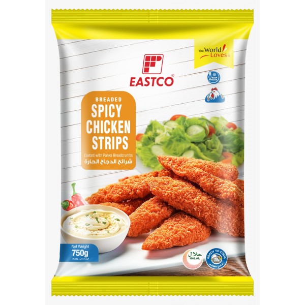 Breaded Spicy Chicken Strips Eastco - Per 750Gm